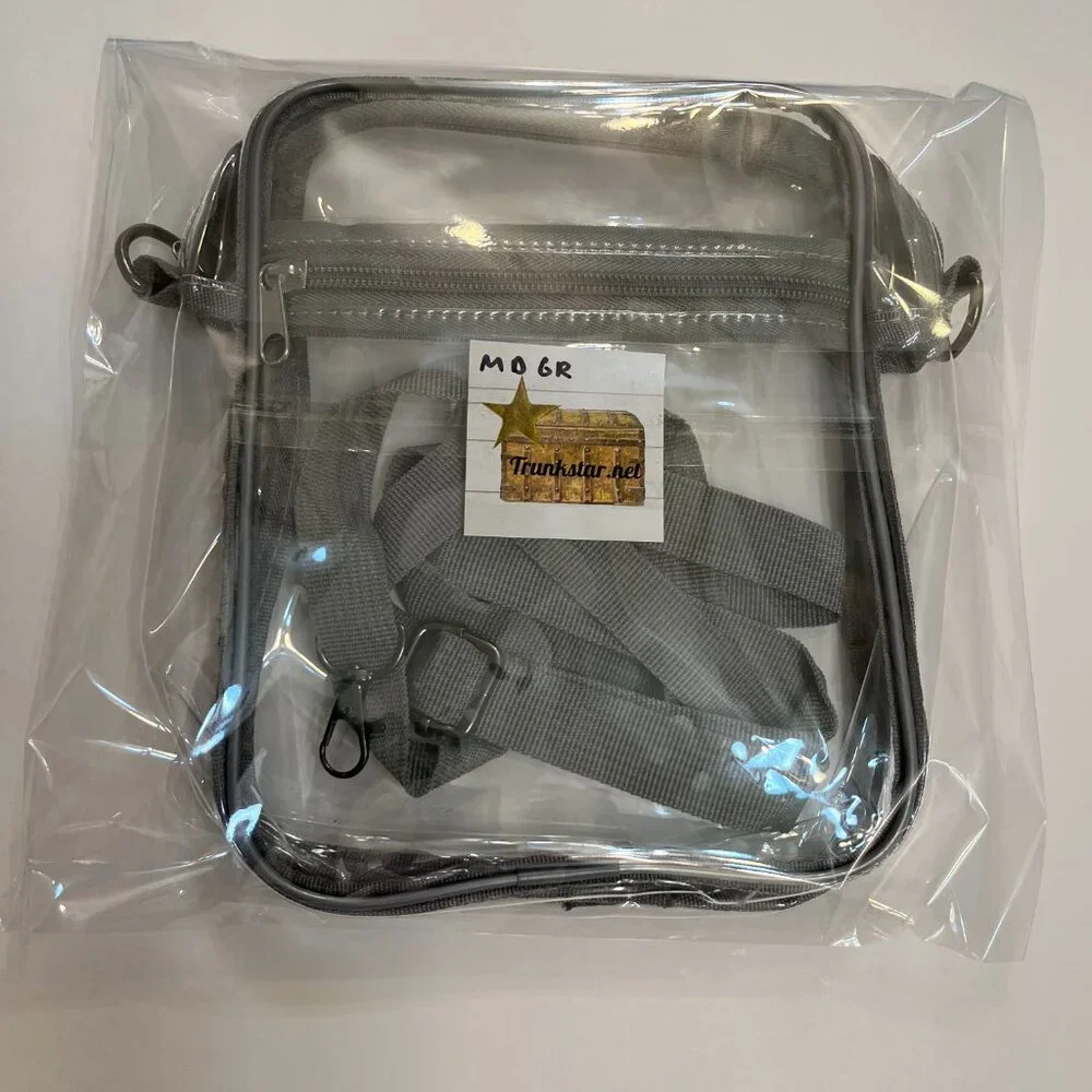Clear Crossbody Size MD Handbag / Concerts/ Events - NWT - Gray